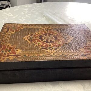 Decorative Wooden Box with Colorful Patterns